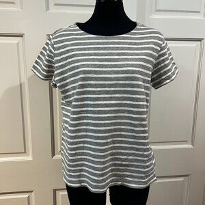 UNIQLO Gray White Stripe 100% Cotton Short Sleeve Crew Neck Tee T Shirt sz XL